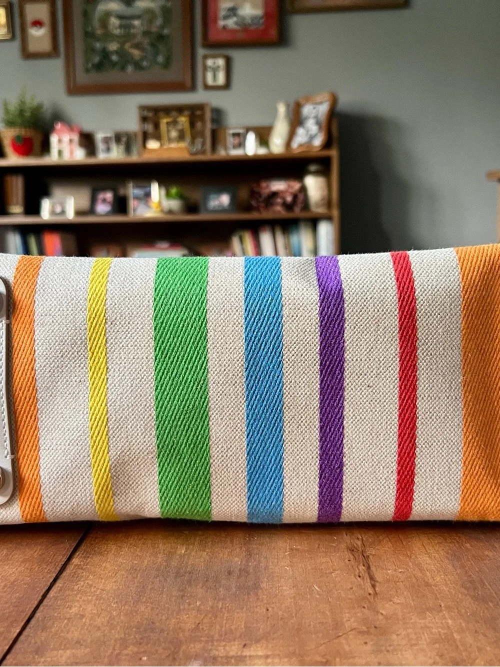 Kate Spade Pride Medium Market Tote Rainbow Stripe Canvas Bag - Rare